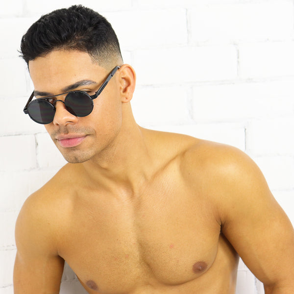 Retro Round Sunglasses - Black