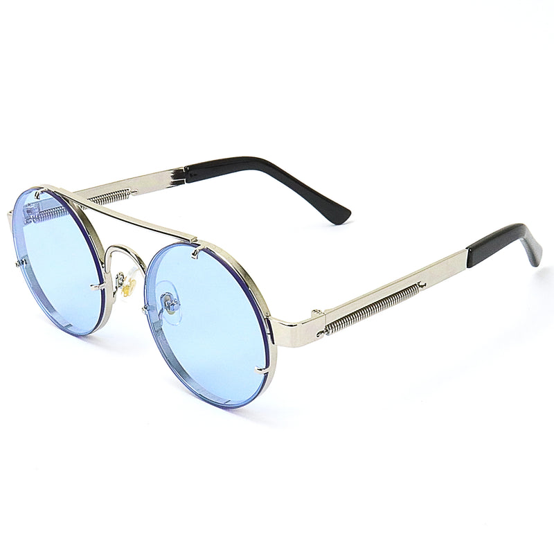 Retro Round Sunglasses - Blue