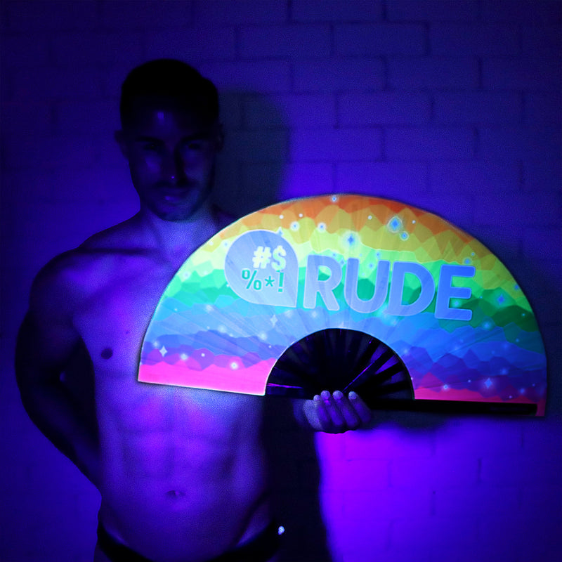 Rude Rainbow UV Party Fan - Rude Rainbow Gay Party Summer