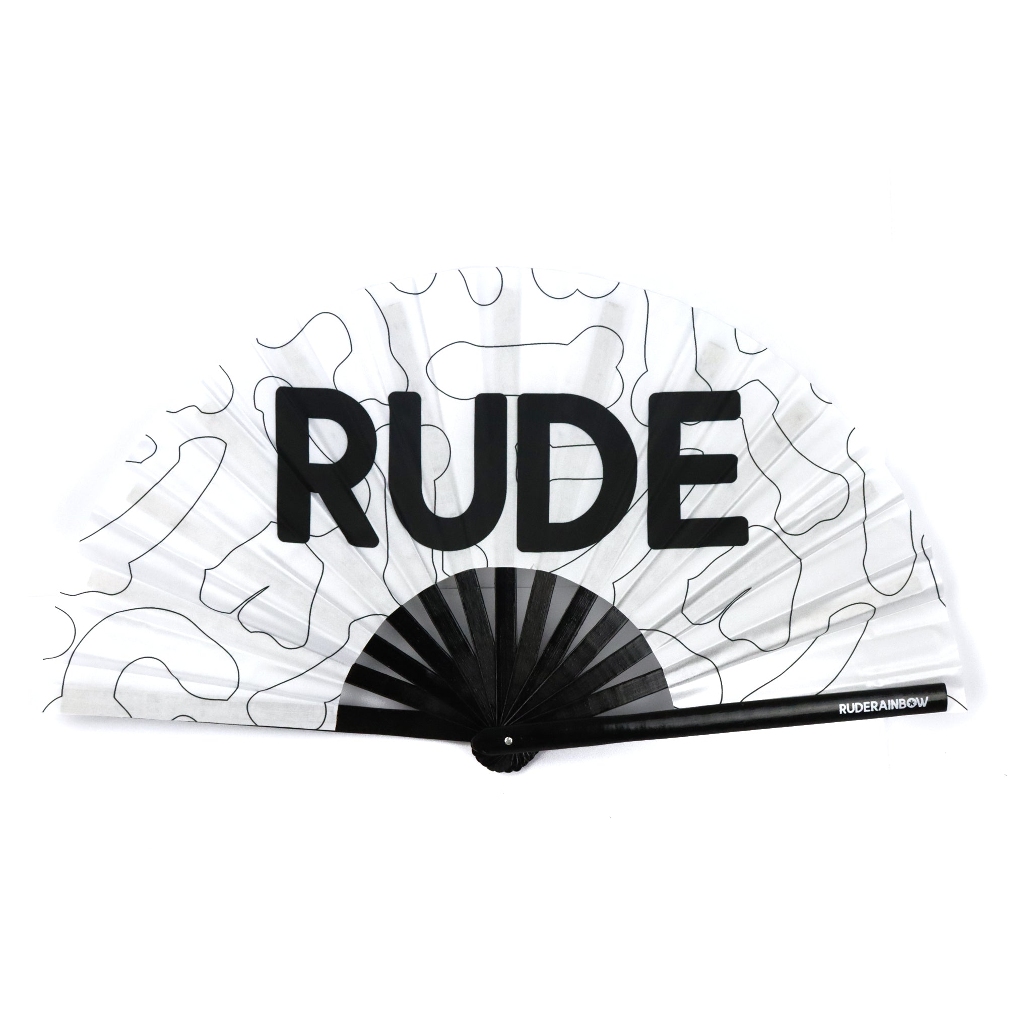 Printed Fans Rude Raging Rude - White UV Party Fan – Rude Rainbow
