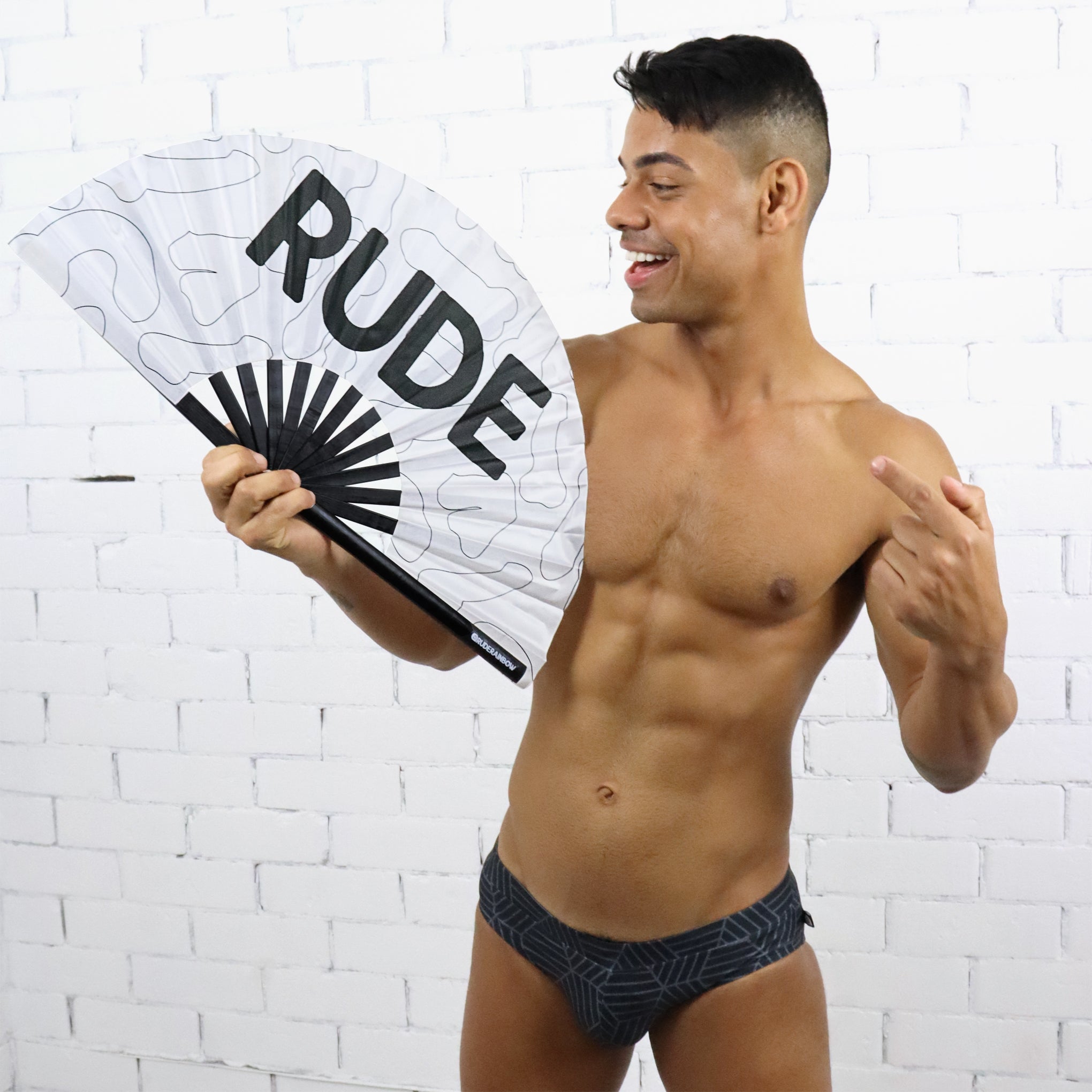 Raging Rude - White UV Party Fan