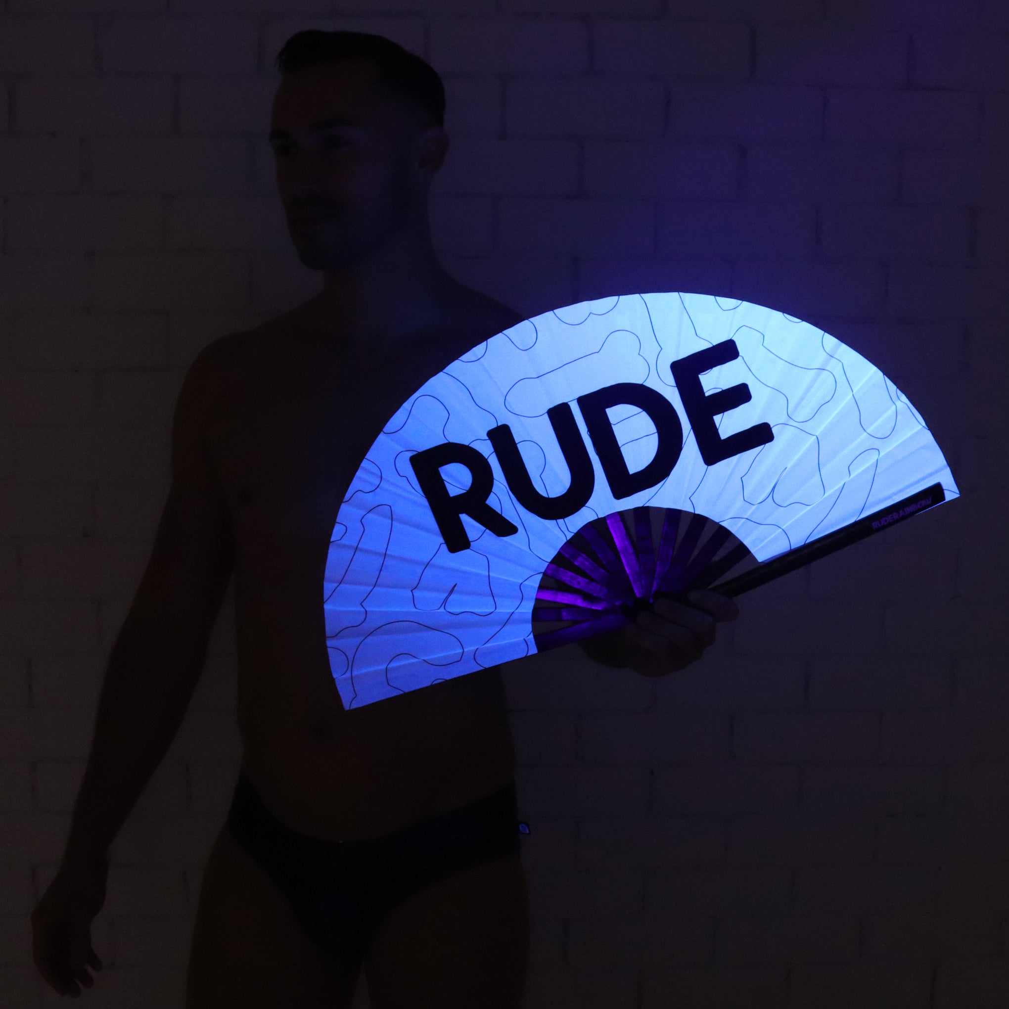 Raging Rude - White UV Party Fan