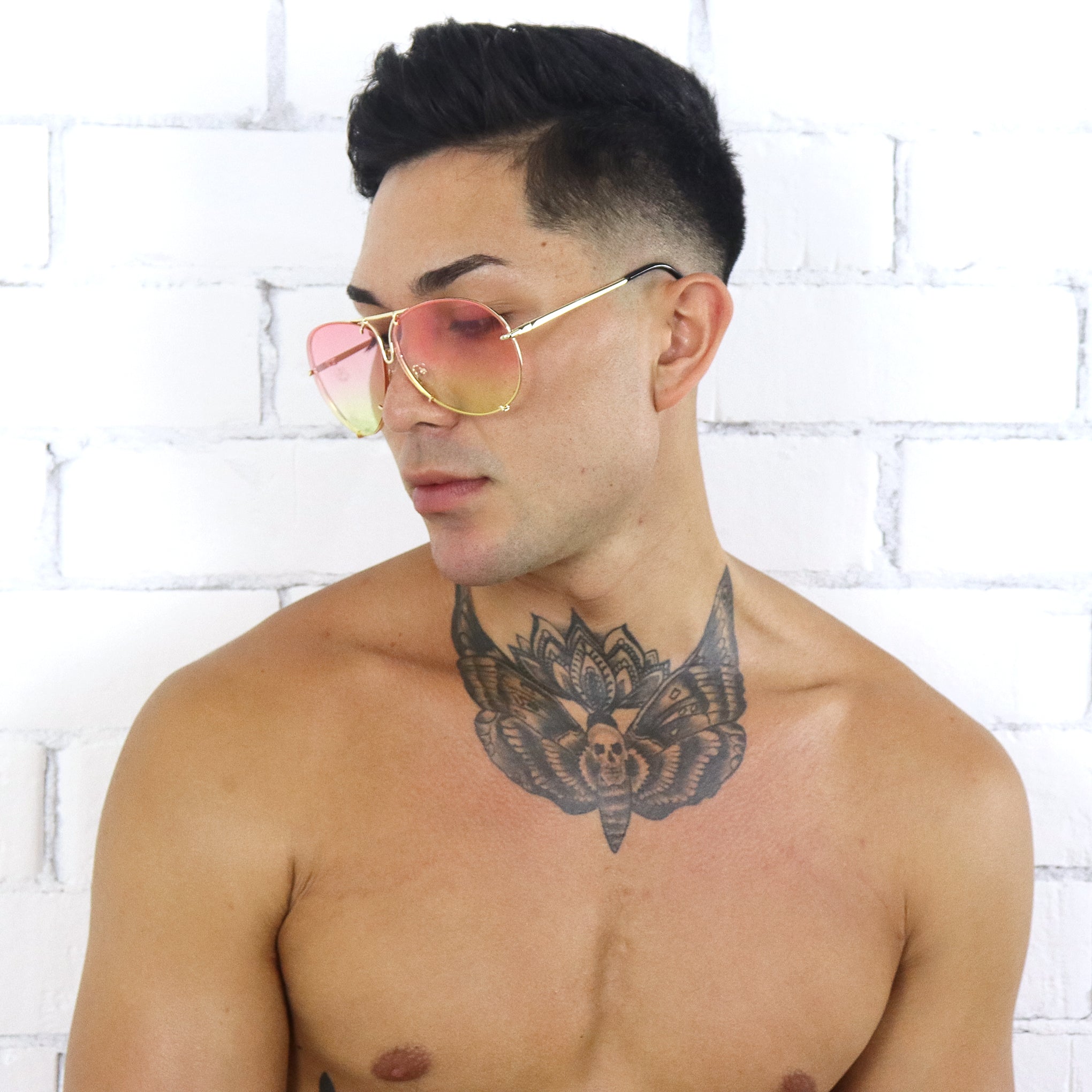 The Serpent Sunglasses - Pink/Yellow