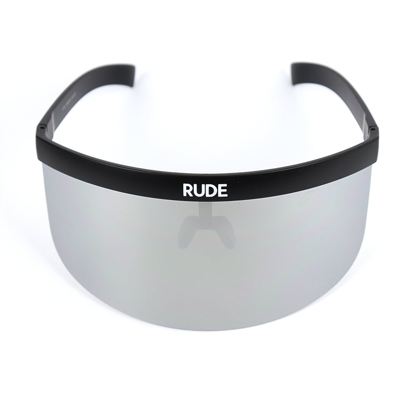 Silver Mirror Visor with Black Frames - Rude Rainbow Gay Party Summer