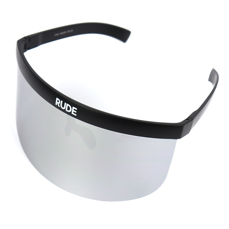 Silver Mirror Visor with Black Frames - Rude Rainbow Gay Party Summer