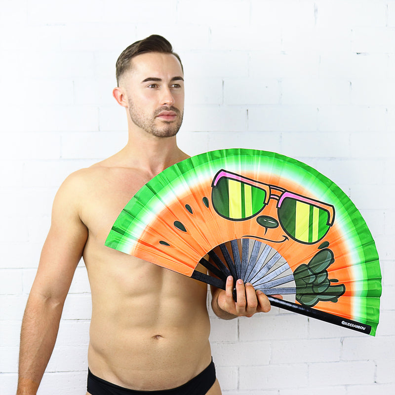 Cheeky Watermelon UV Party Fan - Rude Rainbow Gay Party Summer