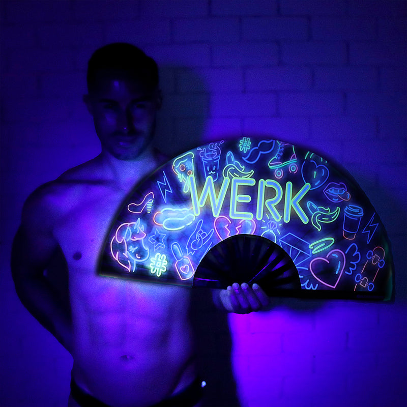 Neon Werk UV Party Fan - Rude Rainbow Gay Party Summer