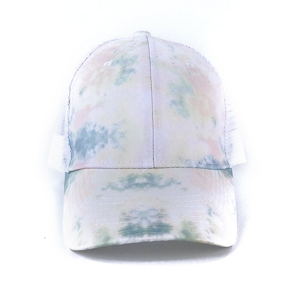 White Tie Dye Mesh Cap