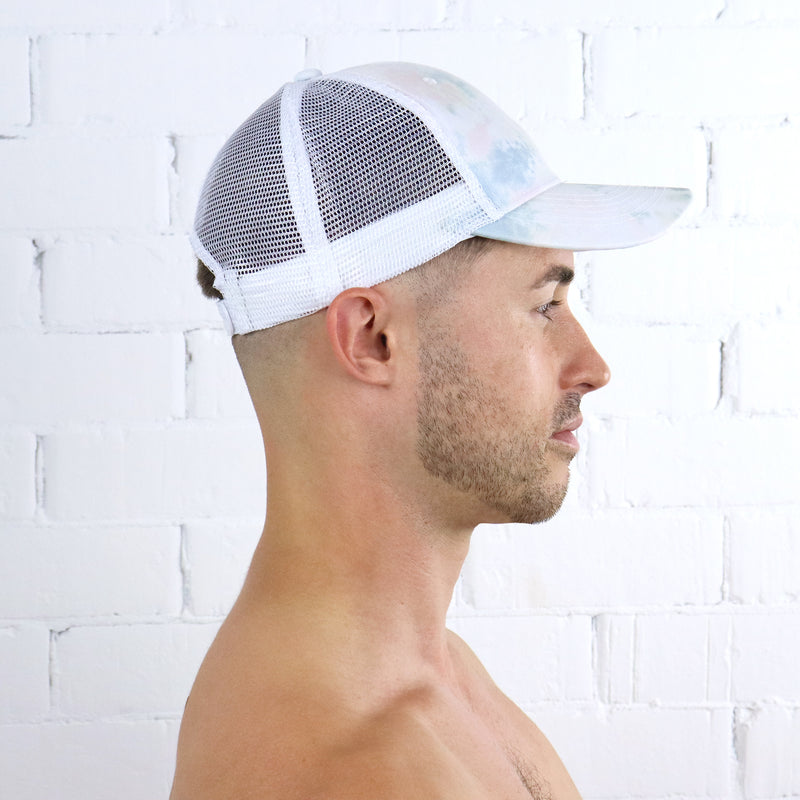 White Tie Dye Mesh Cap