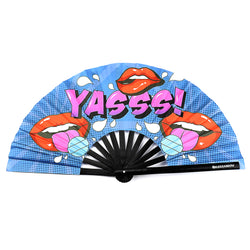 Yasss Lips and Lollipops UV Party Fan - Rude Rainbow Gay Party Summer