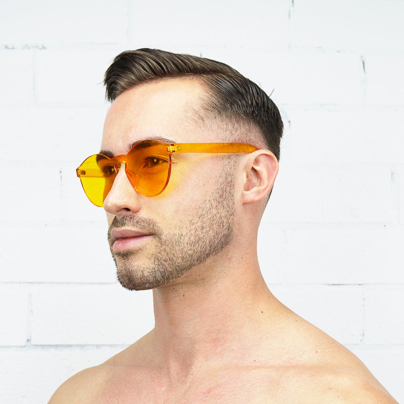 Yellow / Orange Jelly Sunglasses - Rude Rainbow Gay Party Summer