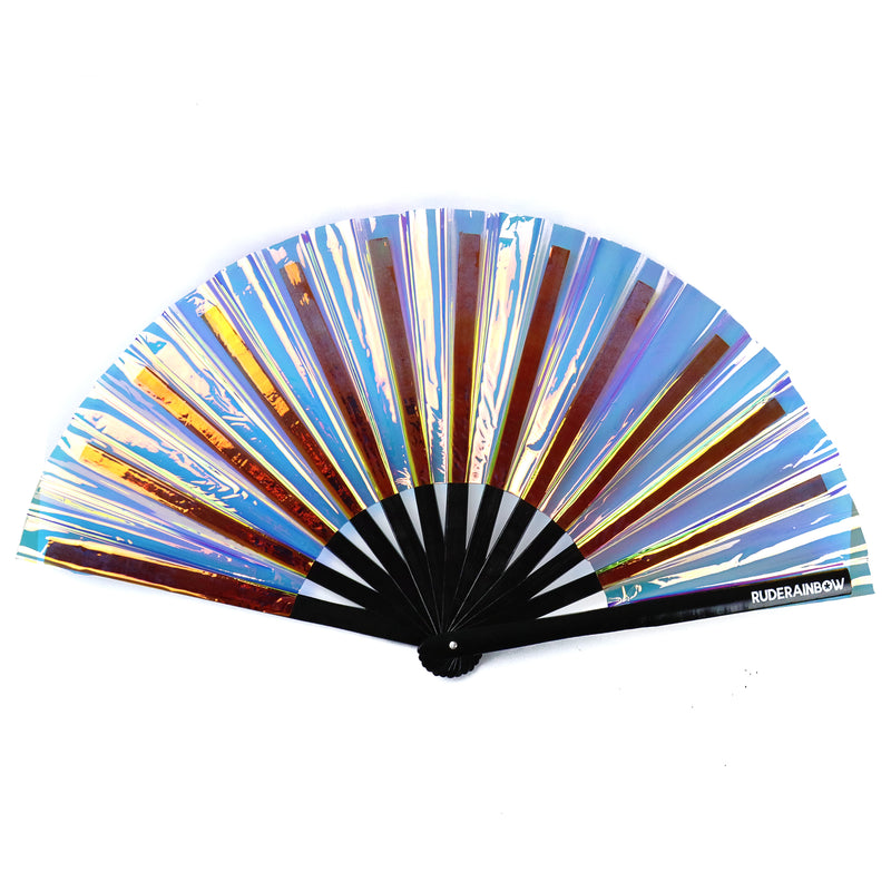 Iridescent PVC Party Fan - Blue/Pink